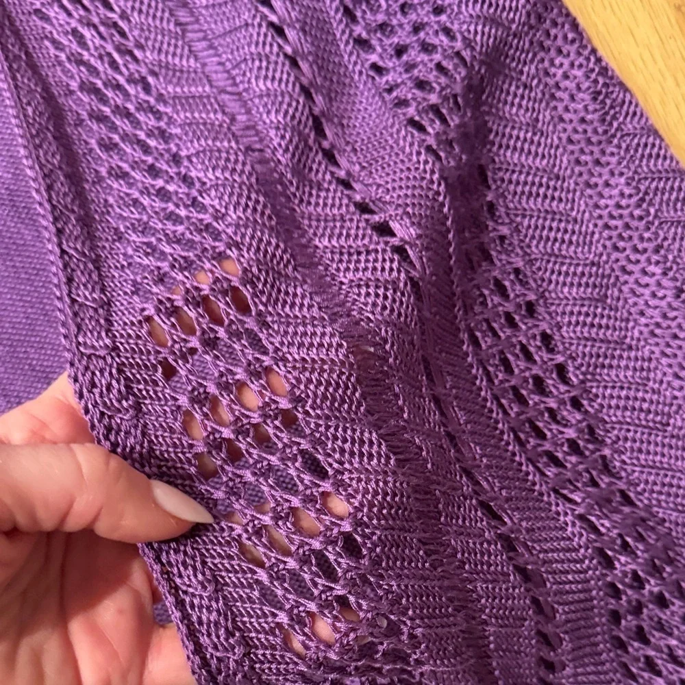 Chico's | Rich Purple Open-Front Cardigan | Open Knit | size 0